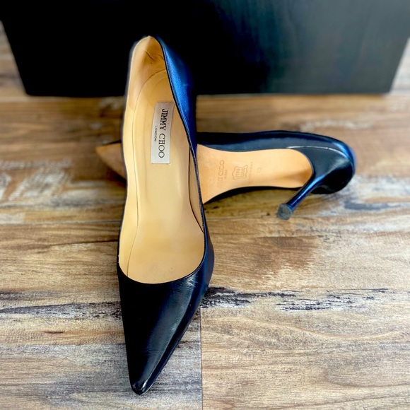 Black Jimmy Choo Romy 100 Pumps - Picture 2 of 9